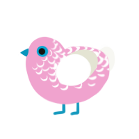 Floss, a pink and white chicken with a half-lace pattern