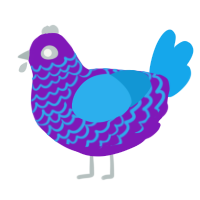 Ryan gosling, a violet and sky chicken with a lace pattern