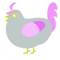 Pink Mold, a silver and lavender chicken