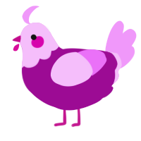 Purple The Destroyer, a plum and lavender chicken with a head pattern