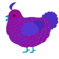 Funky Punky, a plum and indigo chicken with a lace pattern