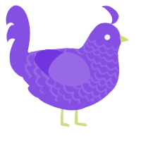 perpetually joyful, a blurple chicken with a lace pattern