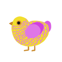 Lemonade, a yellow and orchid chicken with a lace pattern