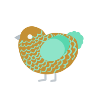 PRETTY PATTY, a gold and mint chicken with a lace pattern