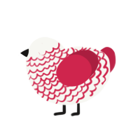 Cheetos, a white and crimson chicken with a lace pattern