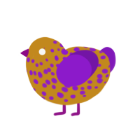 slightly moldy alien, a ochre and violet chicken with a speckle pattern