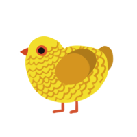 Midas, a yellow and ochre chicken with a lace pattern