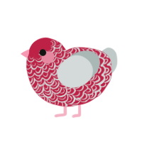 (unnamed), a crimson and silver chicken with a double-lace pattern