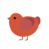 Applewing, a vermilion and red chicken with a lace pattern