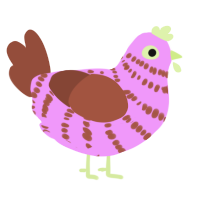 Printer, a lavender and russet chicken with a bar pattern