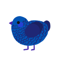 Blue, a ultramarine and navy chicken with a lace pattern