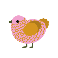 (unnamed), a pink and ochre chicken with a lace pattern