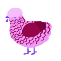 Chocolate Rocks, a lavender and maroon chicken with a lace pattern