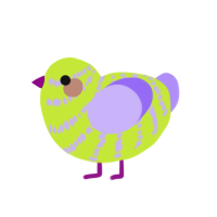 inverted, a lime and lilac chicken with a bar pattern