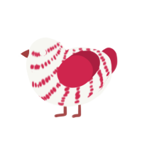 Jalapeño, a white and crimson chicken with a bar pattern