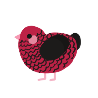 CherryFanta, a crimson and sable chicken with a lace pattern