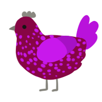 Blood Moon, a maroon and amethyst chicken with a speckle pattern