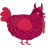 hot sauce, a maroon and crimson chicken with a lace pattern