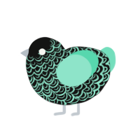 Mint Chocolate, a black and mint chicken with a double-lace pattern