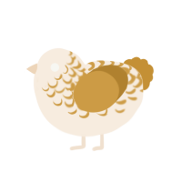 Nyan Pollo, a cream and gold chicken with a half-lace pattern