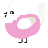 pepis, a pink and white chicken with a head pattern