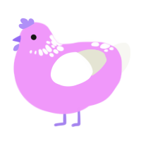 BUBBLEGUM, a lavender and white chicken with a neck-speckle pattern