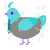 8 lavender miku, a ash and aqua chicken with a head pattern