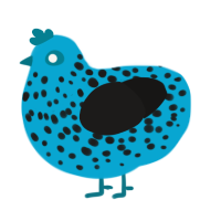 Robin DZ Nyts, a cerulean and sable chicken with a speckle pattern