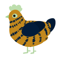 Mister Kernels, a ochre and tumblr chicken with a bar pattern