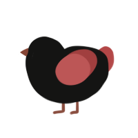 Mars, a black and red chicken