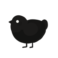 Enderman, a black and sable chicken with a head pattern