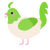 A cream and grass chicken with a head pattern