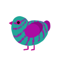 (unnamed), a turquoise and plum chicken with a bar pattern