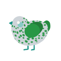 unwell, a mist and viridian chicken with a speckle pattern