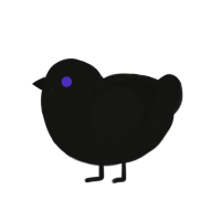 Shadow, a black chicken with a speckle pattern