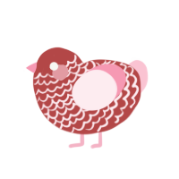 Dusty Rose, a red and rose chicken with a lace pattern