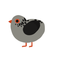 halloween candy, a ash and sable chicken with a neck-speckle pattern