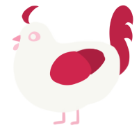 Peppermint, a white and crimson chicken