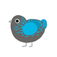 Pretty Eyes, a grey and cerulean chicken with a half-lace pattern