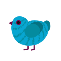 hideous acheri baby, a cerulean and sea chicken with a bar pattern