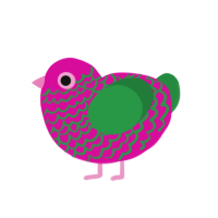 barney, a fuchsia and viridian chicken with a lace pattern