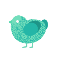 sea water, a mint and turquoise chicken with a double-lace pattern