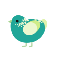 aquarium, a turquoise and apple chicken with a neck-speckle pattern