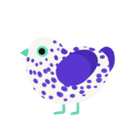 Soda Cup, a white and indigo chicken with a speckle pattern