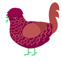 Strawberry Sauce, a maroon and red chicken with a lace pattern