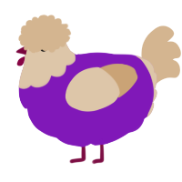 maca project 2, a violet and beige chicken with a head pattern