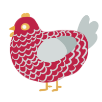 Hot Pot, a crimson and silver chicken with a lace pattern