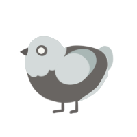 Android, a grey and silver chicken with a head pattern