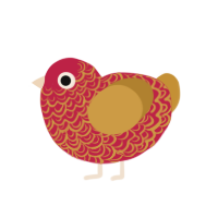 (unnamed), a crimson and gold chicken with a double-lace pattern