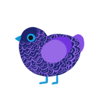 Mis, a navy and blurple chicken with a double-lace pattern